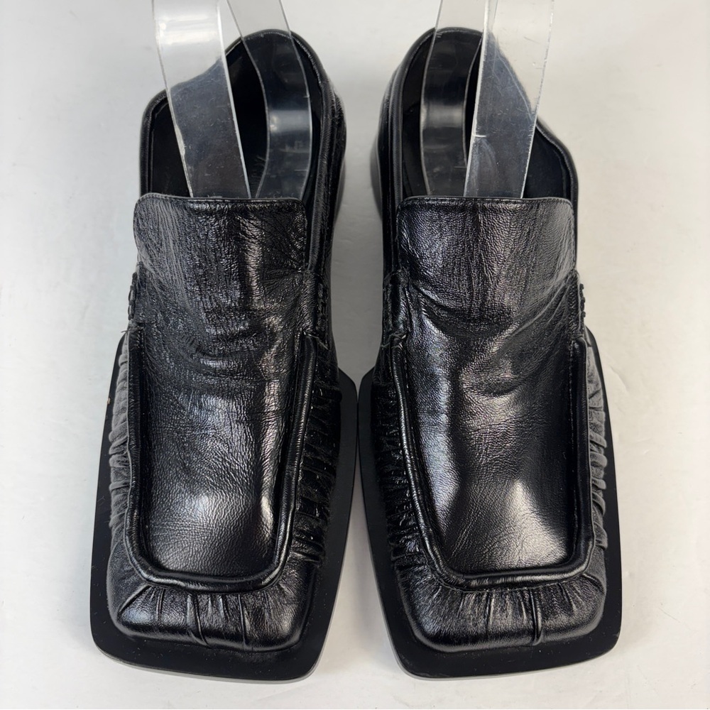 ACSENSE Black Leather Square Toe Loafers Minimalist Italian Style 5-6